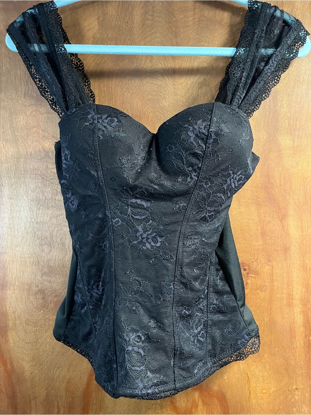 Spirit Black Lace Bustier with Wide Lace Straps